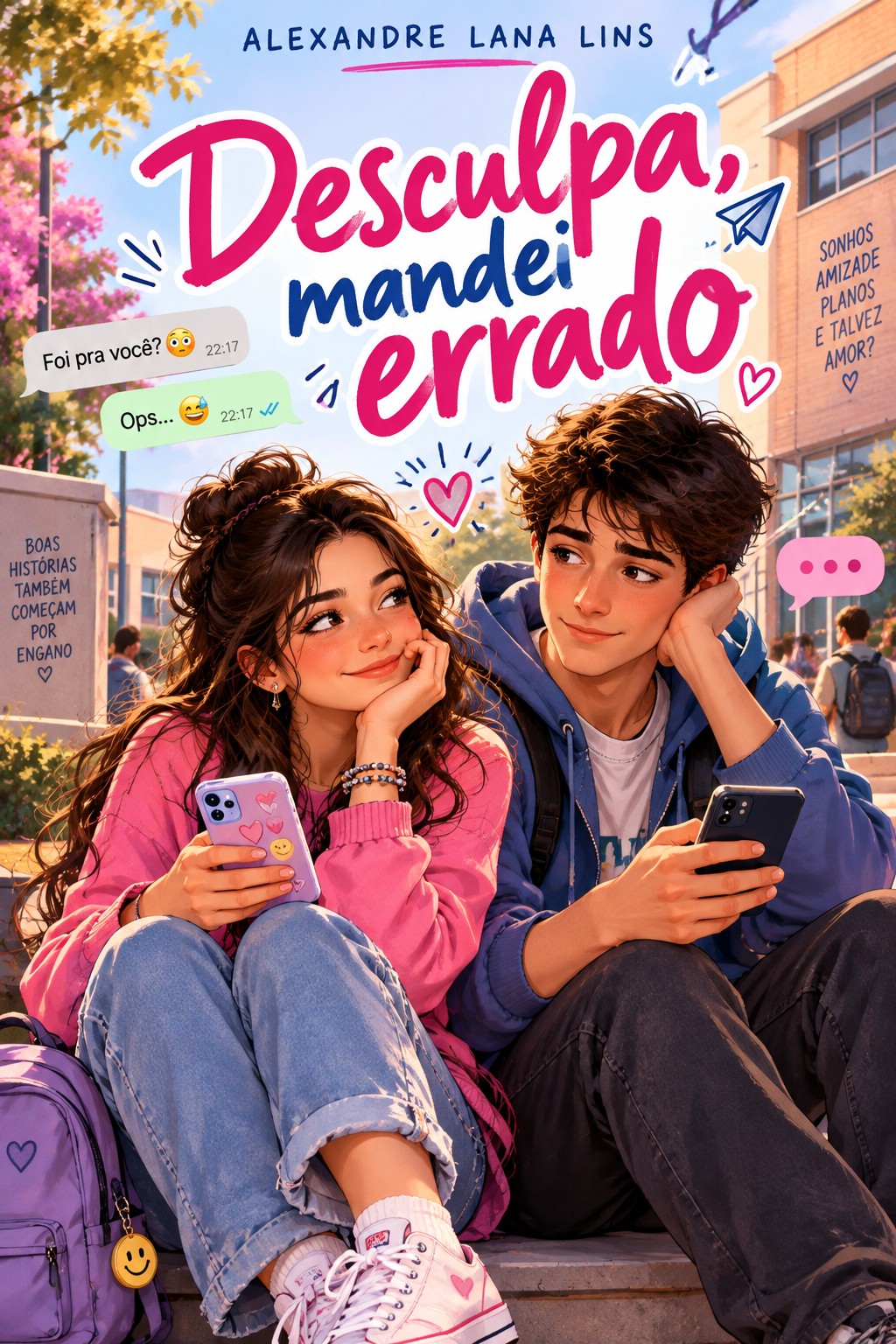 Capa do romance juvenil Desculpa, mandei errado, de Alexandre Lana Lins