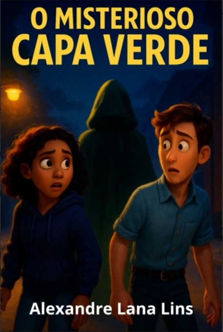 Capa original do livro O Misterioso Capa Verde de Alexandre Lana Lins